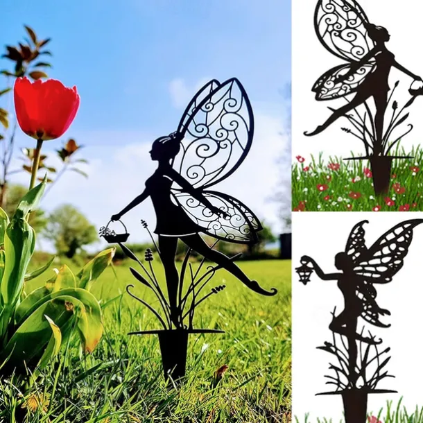 Garden Fairies Metal Garden Art. Fairy Aurora is a Spring Garden Fairy. Metal Outdoor Decor for Your Patio Pots Lawn Flower Beds or Yard. Make Your Space Magical