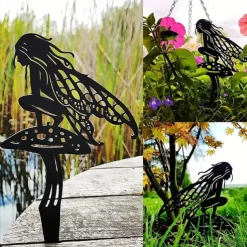 Garden Fairies Metal Garden Art. Fairy Aurora is a Spring Garden Fairy. Metal Outdoor Decor for Your Patio Pots Lawn Flower Beds or Yard. Make Your Space Magical