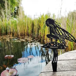 Garden Fairies Metal Garden Art. Fairy Aurora is a Spring Garden Fairy. Metal Outdoor Decor for Your Patio Pots Lawn Flower Beds or Yard. Make Your Space Magical