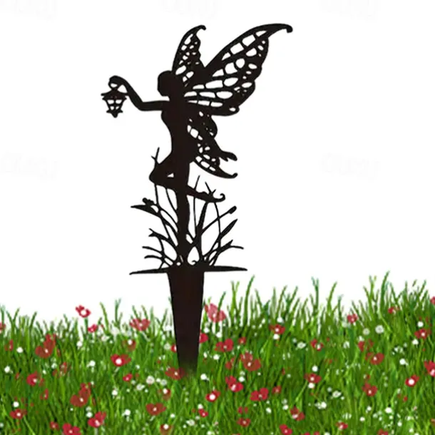 Garden Fairies Metal Garden Art. Fairy Aurora is a Spring Garden Fairy. Metal Outdoor Decor for Your Patio Pots Lawn Flower Beds or Yard. Make Your Space Magical