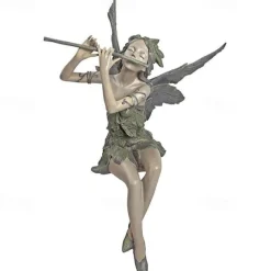 Garden Flute Flower Fairy Statue Resin Craft Landscaping Sculpture Art Yard Figurine Sitting Garden Home Ornament Decoration