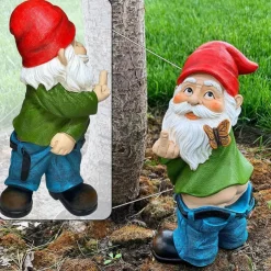 Garden Gnome - Pants Down Gnome - Cute and Funny Lawn Garden Figurine - Fairy Garden Decorative Sculpture for Outdoor or House Decor