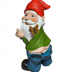 Garden Gnome - Pants Down Gnome - Cute and Funny Lawn Garden Figurine - Fairy Garden Decorative Sculpture for Outdoor or House Decor