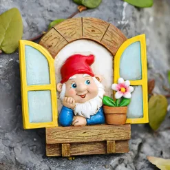Garden Gnome Statue Elf Out The Door Tree Hugger Garden Peeker Yard Art Tree Sculpture Tree Gnome Decoration Outdoor for Patio Yard Lawn Porch Ornament