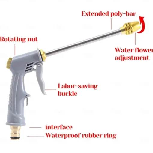 Garden Hose Nozzle,High Pressure 360° Rotaing Brass Metal Water Adjustmen Sprayer Gun, for Lawn & Garden,Washing Cars,Watering Garden Car Accessories