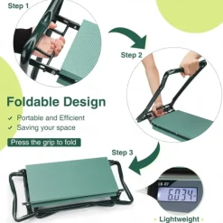 Garden Kneeler and Seat, Heavy Duty Gardening Bench with 2 Tool Pouches, Widen EVA Foam Pad, Foldable Garden Stool to Prevent Knee & Back Pain