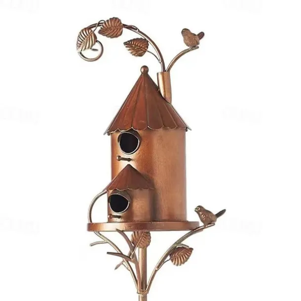 Garden Stakes Metal Decor with Pole Outdoor Stake for Patio Backyard Patio Outdoor Garden Decoration and Birdhouse Lovers Courtyard Backyard (2CM Hole)