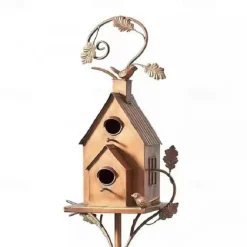 Garden Stakes Metal Decor with Pole Outdoor Stake for Patio Backyard Patio Outdoor Garden Decoration and Birdhouse Lovers Courtyard Backyard (2CM Hole)