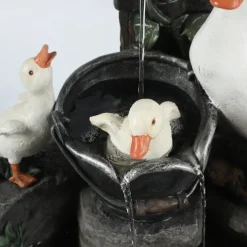 Garden Statue Solar Lights Animal Landscape Lights Led Garden Lights Resin Duck Squirrel Water Fountain Statue for Outdoor Patio Decor