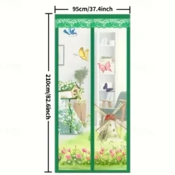 Garden Windmill Magnetic Screen Door Mesh Screen Door Fly Insect Door Screen Curtain Mosquito for Balcony Sliding Doors Living Room Children's Room