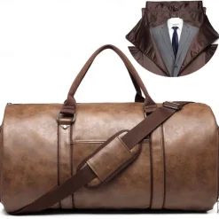 Garment Bag for Travel, Convertible Leather Suit Travel Duffel, Carry-On Luggage Bag for Men, Suit Carrier with Shoe Compartment