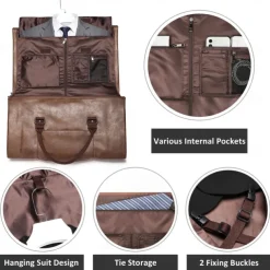 Garment Bag for Travel, Convertible Leather Suit Travel Duffel, Carry-On Luggage Bag for Men, Suit Carrier with Shoe Compartment