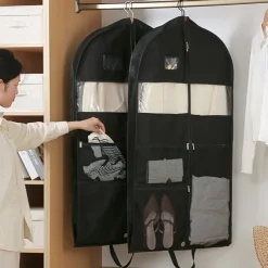 Garment Bag Suit Bags for Travel and Storage Gusseted Zippered Suit Cover Protector with 2 Large Pockets and 2 Carry Handles