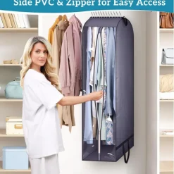 Garment Bags for Hanging Clothes Storage, Gusseted Clear 43