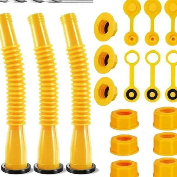 Gas Can Spout Replacement Gas Can Nozzle Spout Length is 10.2 in, Easier to use Suitable for most 1/2/5/10 gal oil cans With Gas Can Vent Caps, Thick rubber pad, Spout Cover, Base Cap