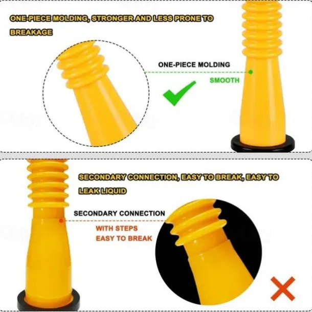 Gas Can Spout Replacement Gas Can Nozzle Spout Length is 10.2 in, Easier to use Suitable for most 1/2/5/10 gal oil cans With Gas Can Vent Caps, Thick rubber pad, Spout Cover, Base Cap