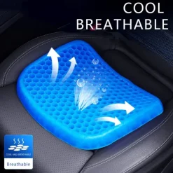 Gel Seat Cushion Pressure Relief Cushion Cooling Thick Big Breathable Honeycomb Gel Cushion Absorbs Pressure Points With Non-Slip Cover Wheelchair