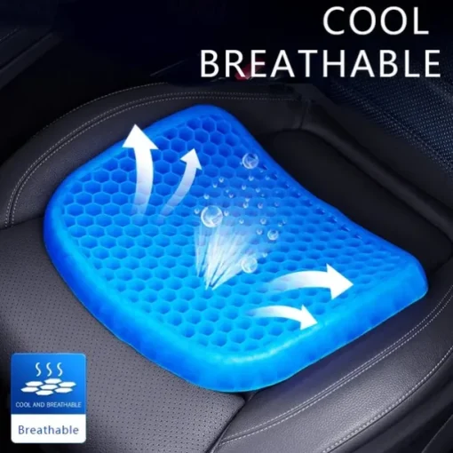 Gel Seat Cushion Pressure Relief Cushion Cooling Thick Big Breathable Honeycomb Gel Cushion Absorbs Pressure Points With Non-Slip Cover Wheelchair