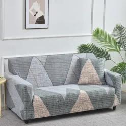 Geometric Color Blocks Sofa Cover Elastic Sofa Slipcover L Shaped Couch Cover Furniture Protector for Bedroom Office Living Room Home Decor