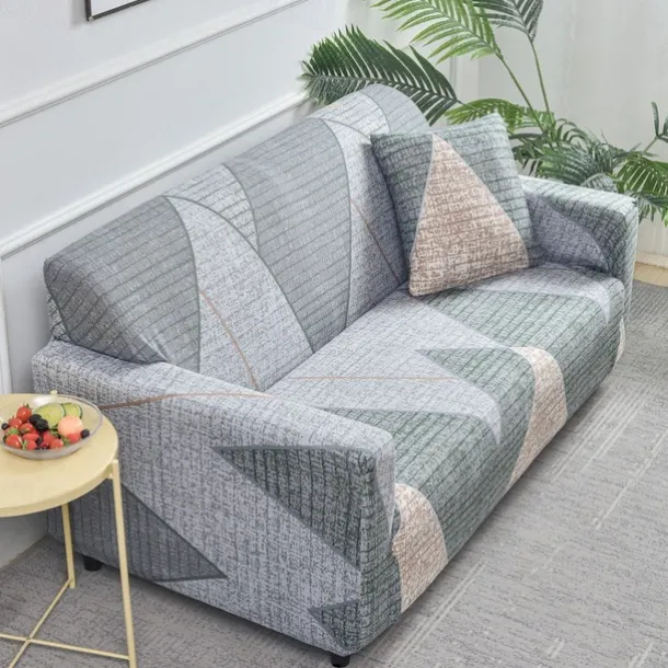 Geometric Color Blocks Sofa Cover Elastic Sofa Slipcover L Shaped Couch Cover Furniture Protector for Bedroom Office Living Room Home Decor