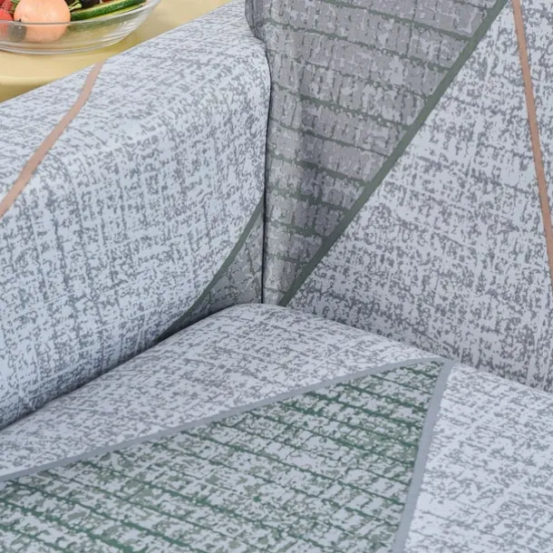 Geometric Color Blocks Sofa Cover Elastic Sofa Slipcover L Shaped Couch Cover Furniture Protector for Bedroom Office Living Room Home Decor