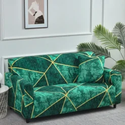 Geometric Color Blocks Sofa Cover Elastic Sofa Slipcover L Shaped Couch Cover Furniture Protector for Bedroom Office Living Room Home Decor