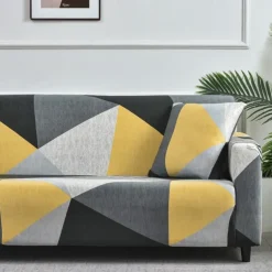 Geometric Color Blocks Sofa Cover Elastic Sofa Slipcover L Shaped Couch Cover Furniture Protector for Bedroom Office Living Room Home Decor