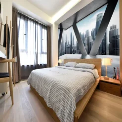 Geometric 3D Urban style Home Decoration Comtemporary Cartoon Wall Covering, Canvas PVC / Vinyl Material Adhesive required Mural, Room Wallcovering