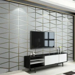 Geometric Wallpaper 3D Wall Murals Non-woven Fabric Imitation Deerskin Velvet Wallpaper Adhesive Required for Bedroom Living Room TV Background Home Decoration 53x950/20.87''x374''