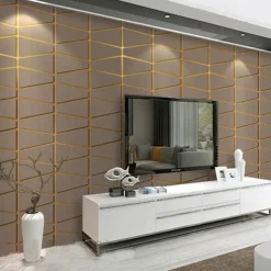 Geometric Wallpaper 3D Wall Murals Non-woven Fabric Imitation Deerskin Velvet Wallpaper Adhesive Required for Bedroom Living Room TV Background Home Decoration 53x950/20.87''x374''