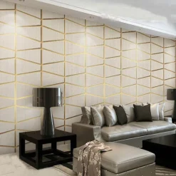 Geometric Wallpaper 3D Wall Murals Non-woven Fabric Imitation Deerskin Velvet Wallpaper Adhesive Required for Bedroom Living Room TV Background Home Decoration 53x950/20.87''x374''