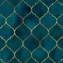 Geometric Wallpaper Emerald/Sapphire Blue/Gold Peel and Stick Wallpaper Removable Pvc/Vinyl Self Adhesive 17.7''x118'' / 45x300cm for Home Bathroom Decorations