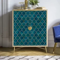 Geometric Wallpaper Emerald/Sapphire Blue/Gold Peel and Stick Wallpaper Removable Pvc/Vinyl Self Adhesive 17.7''x118'' / 45x300cm for Home Bathroom Decorations