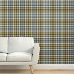 Geometric Wallpaper Peel and Stick Green Plaid Wallpaper Removable Pvc/Vinyl Self Adhesive 17.7''x118''in(45cmx300cm) / 45x300cm