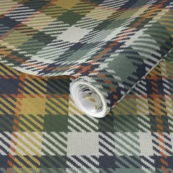 Geometric Wallpaper Peel and Stick Green Plaid Wallpaper Removable Pvc/Vinyl Self Adhesive 17.7''x118''in(45cmx300cm) / 45x300cm