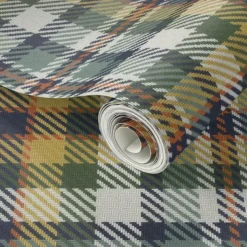 Geometric Wallpaper Peel and Stick Green Plaid Wallpaper Removable Pvc/Vinyl Self Adhesive 17.7''x118''in(45cmx300cm) / 45x300cm