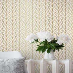 Geometric Wallpaper Yellow Peel and Stick Wallpaper Removable Pvc/Vinyl Self Adhesive 17.7''x118''in(45cmx300cm) / 45x300cm