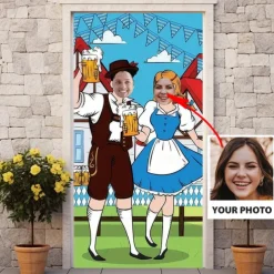 German Oktoberfest Customized Door Covers Design Your Own Door Tapestry Personalized Custom Made Door Curtain Removable for Front Door Indoor Outdoor Friends Couple Gift