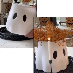 Ghost Bucket Decor Planter Halloween Cutest Ghost Decoration,Ghost Planter Ghost Vase, Ghost Candy Bowl Decor, Display Stand Decor for Indoor Outdoor Home Decor