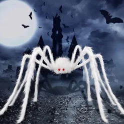 Giant Halloween Hairy Spider Realistic Scary White Spider Props Decoration for Indoor and Outdoor Decoration
