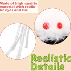 Giant Halloween Hairy Spider Realistic Scary White Spider Props Decoration for Indoor and Outdoor Decoration