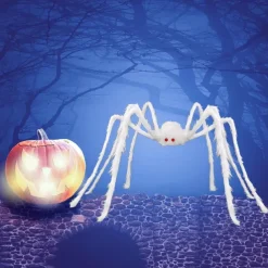 Giant Halloween Hairy Spider Realistic Scary White Spider Props Decoration for Indoor and Outdoor Decoration