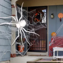 Giant Halloween Hairy Spider Realistic Scary White Spider Props Decoration for Indoor and Outdoor Decoration