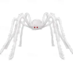 Giant Halloween Hairy Spider Realistic Scary White Spider Props Decoration for Indoor and Outdoor Decoration
