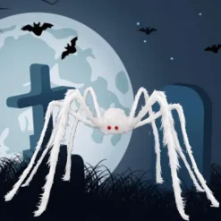 Giant Halloween Hairy Spider Realistic Scary White Spider Props Decoration for Indoor and Outdoor Decoration
