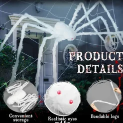 Giant Halloween Hairy Spider Realistic Scary White Spider Props Decoration for Indoor and Outdoor Decoration