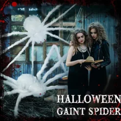 Giant Halloween Hairy Spider Realistic Scary White Spider Props Decoration for Indoor and Outdoor Decoration