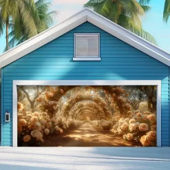 Giant Trees Forest Outdoor Garage Door Cover Banner Beautiful Large Backdrop Decoration for Outdoor Garage Door Home Wall Decorations Event Party Parade