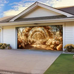 Giant Trees Forest Outdoor Garage Door Cover Banner Beautiful Large Backdrop Decoration for Outdoor Garage Door Home Wall Decorations Event Party Parade
