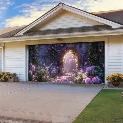 Giant Trees Forest Outdoor Garage Door Cover Banner Beautiful Large Backdrop Decoration for Outdoor Garage Door Home Wall Decorations Event Party Parade